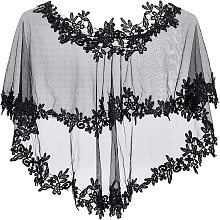 GORGECRAFT 97×47CM Lace Wedding Shawls Wrap Floral Lace Cape Bolero Shrug Shawl Cape Shoulder Dress Evening Prom Party Dress for Women (Black)