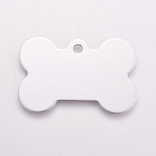 Honeyhandy Aluminium Pendants, Pet Tag, Stamping Blank Tag, Bone, Silver, 25x38x1mm, Hole: 3mm