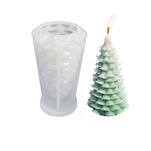 Honeyhandy 3D Christmas Tree DIY Candle Silicone Molds, for Xmas Tree Scented Candle Making, White, 6.7x10.6cm, Inner Diameter: 5.6x9.7cm