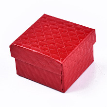 Honeyhandy Cardboard Jewelry Boxes, for Ring, Earring, Necklace, with Sponge Inside, Square, Red, 5~5.1x5~5.1x3.3~3.4cm