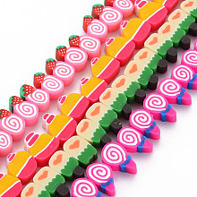 ARRICRAFT Imitation Food Handmade Polymer Clay Bead Strands, Cake, Mixed Color, 9.5~12.5x6~10x4~5mm, Hole: 1.2~1.6mm, about 40pcs/strand, 10.24 inch~14.96 inch(26~38cm).