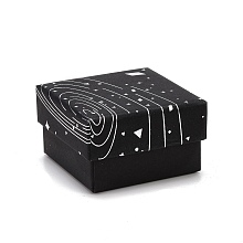 Honeyhandy Cardboard Jewelry Boxes, with Black Sponge Mat, for Jewelry Gift Packaging, Square with Galaxy Pattern, Black, 5.3x5.3x3.2cm