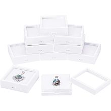 BENECREAT 10PCS White Gemstone Display Box Square Acrylic Jewelry Box Container(2.4x2.4x0.8") with Clear Top Lids and Sponge Inside for Gems, Coins, Jewelry Packing