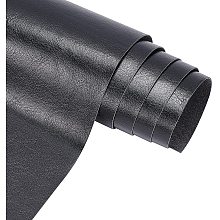 BENECREAT PU Leather (13"x 55") Black Leather Roll Solid Color Synthetic Faux Leather for Dressing Sewing Crafting - Black, 0.4mm Thick