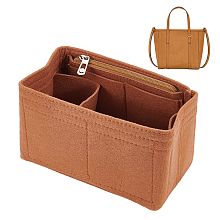 WADORN Rectangle Felt Purse Organizer Insert, Felt Bag Organizer with Zipper, Tote Bag Shaper, Camel, 18x11x9cm