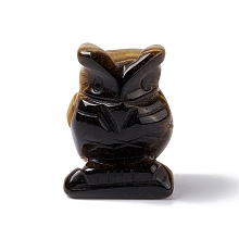 Honeyhandy Natural Tiger Eye Display Decorations, Home Decorations, Owl, 27x22x38mm