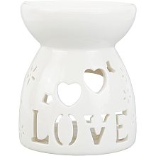 GORGECRAFT Essential Oil Burner Heart Love Ceramic Candle Holder White Porcelain Wax Melt Warmer Tealight Aromatherapy Incense Aroma Diffuser Furnace for Valentine's Day Home Bedroom Decor