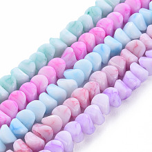 Arricraft Opaque Baking Painted Crackle Glass Beads Strands, Half Round, Mixed Color, 6x6x4mm, Hole: 1mm, about 96~97pcs/strand, 15.75 inches(40cm)