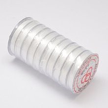 Honeyhandy Flat Elastic Crystal String, Elastic Beading Thread, for Stretch Bracelet Making, White, 0.8mm, about 10.93 yards(10m)/roll