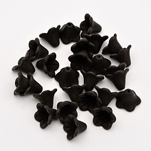 Honeyhandy Frosted Flower Acrylic Beads, Black, 14x10mm, Hole: 2mm, about 1300pcs/500g