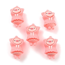 Honeyhandy PVC Pendants, for DIY Keychain Making, Pig with Raincoats, Pink, 46x28x26mm, Hole: 2.5mm