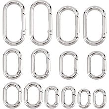 BENECREAT 14Pcs 7 Sizes Zinc Alloy Oval Carabiner, Spring Key Clasps Hooks Clip DIY Accessories for Key Chains, Bag, Purse and Handbag