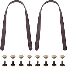 WADORN Leather Bag Strap Replacement, 21.6 Inch Leather Purse Handle Handmade Shoulder Bag Strap Handbag Handle with Rivets DIY Purse Making Supplies, Brown