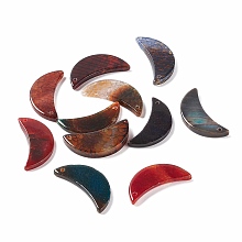 Honeyhandy Natural Crackle Agate Pendants, Dyed & Heated, Moon, 37~38.5x16~22x3.5~5.5mm, Hole: 1.5~2mm