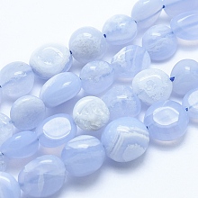 Honeyhandy Natural Blue Lace Agate Beads Strands, Nuggets, 6~8mm, Hole: 0.8mm, about 45~47pcs/strand, 15.7 inch(40cm)