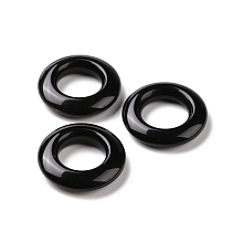 Honeyhandy Natural Obsidian Pendants, Ring Charms, 30x7mm, Hole: 15.5mm