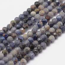 Honeyhandy Natural Sapphire Gemstone Beads Strands, Faceted, Round, Grade AB, 2mm, Hole: 0.5mm, about 178pcs/strand, 15.3 inch(39cm)