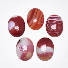 Honeyhandy Natural Banded Agate/Striped Agate Cabochons, Dyed, Oval, Red, 40~41x30x7~9mm