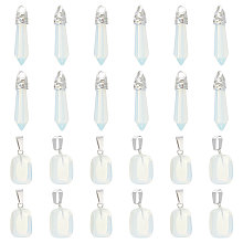 Unicraftale 24Pcs 2 Styles Opalite Pendants, Nuggets & Faceted Bullet Charm, with Stainless Steel Color Plated Stainless Steel Snap On Bails, 15~40x8~20x5~15mm, Hole: 3x4~7.5mm, 12pcs/style