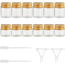 BENECREAT 14 Packs 0.34oz/0.5oz Glass Sample Bottles Vials Mini Glass Essential Oils Bottles with 2pcs Funnels and 2pcs Transfer Pipettes for Perfume, Small Items