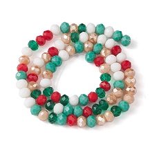 Honeyhandy Christmas Theme Glass Beads Strands, Faceted, Abacus, Colorful, 6x5mm, Hole: 1mm, about 89~93pcs/strand, 17.01~17.52 inch(43.2~44.5cm)