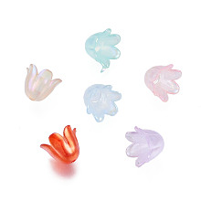 Honeyhandy 6-Petal Imitation Jelly Acrylic Bead Caps, AB Color Plated, Flower, Mixed Color, 11.5x10.5x8.5mm, Hole: 1.4mm, about 2100pcs/500g