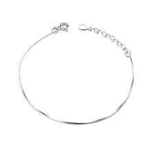 SHEGRACE Simple Elegant Rhodium Plated 925 Sterling Silver Bracelet, Snake Chain Bracelet, Platinum, 160x0.8mm