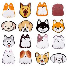 16 Pieces Acrylic Dog Brooch Pins Set, Cute Cartoon Puppy Badges Label Pins Cute Cartoon Animal Badges Pins Creative Backpack Pins Jewelry for Jackets Clothes Hats Decorations, Mixed Color, 36~41.5x25.5~33.5mm, 1Pc/style