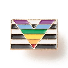 Honeyhandy Pride Flag Enamel Pin, Rectangle Iron Enamel Brooch for Backpack Clothes, Light Gold, Colorful, 17x25x10.5mm