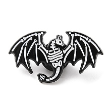 Honeyhandy Halloween Skeleton Enamel Pins, Electrophoresis Black Alloy Badge for Backpack Clothes, Dinosaur, 19.5x35x1.5mm