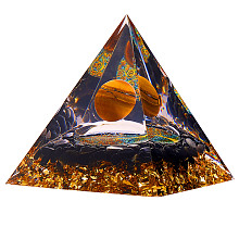 Honeyhandy Natural Black Stone Crystal Pyramid Decorations, Healing Angel Crystal Pyramid Stone Pyramid, for Healing Meditation, 60x60x65mm