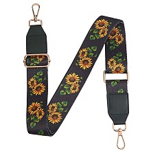 Honeyhandy Wide Polyester Purse Straps, Replacement Adjustable Shoulder Straps, Retro Removable Bag Belt, with Swivel Clasp, for Handbag Crossbody Bags Canvas Bag, Sunflower Pattern, 79~12.9x3.8cm