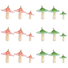 Honeyhandy 12Pcs Mushroom Charm Pendant Acrylic Mushroom Charm Colorful with Jump Ring for Jewelry Necklace Bracelet Earring Making Crafts, Mixed Color, 23x22mm