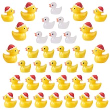 Honeyhandy 40 Pcs 4 Style Luminous Mini Ducks, Yellow and White Tiny Ducks, Christmas Hat Resin Duck, Mini Resin Animal for Fairy Garden, Miniature Landscape, Tabletop, Cake, Potted Plants Decor, Mixed Color, 25x19x28mm