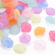 Honeyhandy Transparent Frosted Acrylic Pendants, Petaline, Mixed Color, 16x14.5x3mm, Hole: 1.6mm