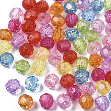 Honeyhandy Transparent AS Plastic Beads, Faceted, Round, Mixed Color, 8mm, Hole: 1.2mm, about 2000pcs/500g