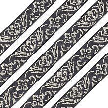 FINGERINSPIRE 20 Yard Vintage Jacquard Ribbon Black Jacquard Trim Emobridered 20mm Wide Woven Trim Gold Floral Webbing Ribbon for DIY Clothing Accessories Embellishment Decorations