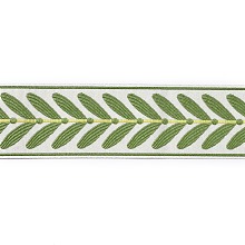 Polyester Ribbons, Jacquard Ribbon, Tyrolean Ribbon, Garment Accessories, Flat with Leaf Pattern, Lime Green, 2-3/8 inch(60mm)