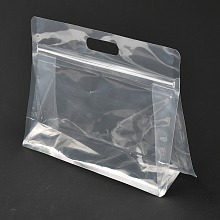 Honeyhandy Transparent Plastic Zip Lock Bag, Plastic Stand up Pouch, Resealable Bags, with Handle, Clear, 17x24x0.05cm