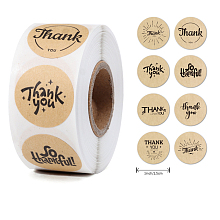 Honeyhandy Self-Adhesive Paper Thank You Roll Stickers, Round Dot Gift Tag Sticker, for Party Presents Decoration, BurlyWood, 25mm, 500pcs/roll