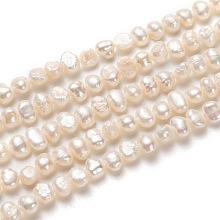 Honeyhandy Grade AA Natural Cultured Freshwater Pearl Beads Strands, Potato, Bisque, 4x4~5mm, Hole: 0.5mm, about 84pcs/strand, 14.57 inch(37cm)