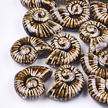 Honeyhandy Handmade Porcelain Beads, Fancy Antique Glazed Porcelain, Sea Snail, Peru, 39~40x30~31x16.5~18mm, Hole: 2.5~3.5mm