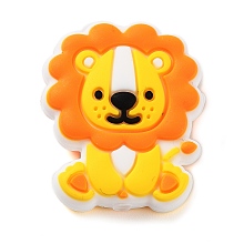 Honeyhandy Silicone Focal Beads, Chewing Beads For Teethers, DIY Nursing Necklaces Making, Lion, 27.5x23x9mm, Hole: 2mm