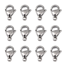 Honeyhandy Polished 316 Surgical Stainless Steel Lobster Claw Clasps, Parrot Trigger Clasps, Stainless Steel Color, 11x7x3.5mm, Hole: 1mm