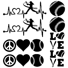 GORGECRAFT 8 Sheets Tennis Car Stickers Black Laser Reflective Car Sticker Heartbeat Love & Word Human Pattern for Suv Truck Motorcycle Doors Walls Laptop