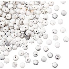 OLYCRAFT 164 Pcs Natural Howlite Beads White 4mm Round Gemstone Loose Energy Stone Healing Beads Spacer Beads for Bracelet Necklace Jewelry Making and DIY Craft