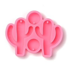 Honeyhandy Cactus Pendant Silicone Molds, Resin Casting Molds, For UV Resin, Epoxy Resin Jewelry Making, Hot Pink, 48.5x60.5x7mm