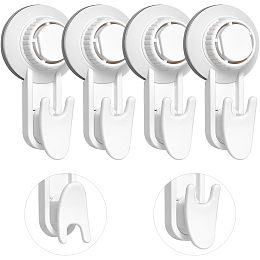 ABS Plastic Suction Cup Hook Hangers, Heavy Duty Suction Hooks, Wall Mounted Rod Holders, White, 100x55x28mm, 32.5x35x20mm, 2Pcs/set