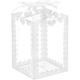 BENECREAT 24PCS Clear Wedding Boxes with Bowknot Pattern 2.7x2x2inch Rectangle PVC Transparent Gift Boxes for Candy Chocolate Valentine Gift Wrapping