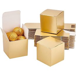 PandaHall Elite 30pcs Golden Gift Box 2x2x2 inch Cookie Box Cube Gift Boxes Paper Favor Boxes Treat Boxes for Xmas Wedding Bridal Birthday Holiday Valentine's Day Party Festival